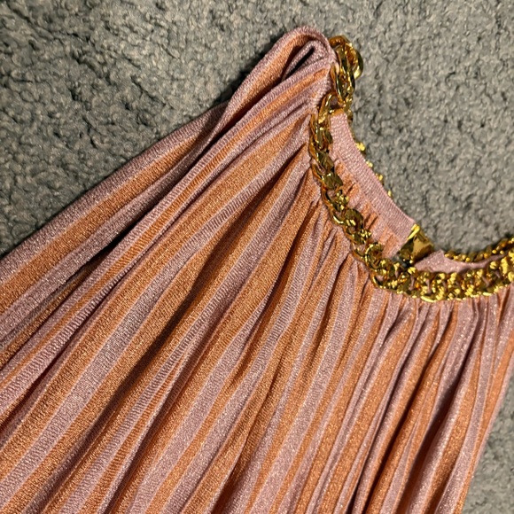 St John New Sparkle Sunburst Pleated Halter Chain Neck Gown Size XL $2,995.00 - Picture 7 of 16